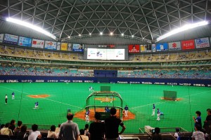 Batting practice at the Nagoya Dome